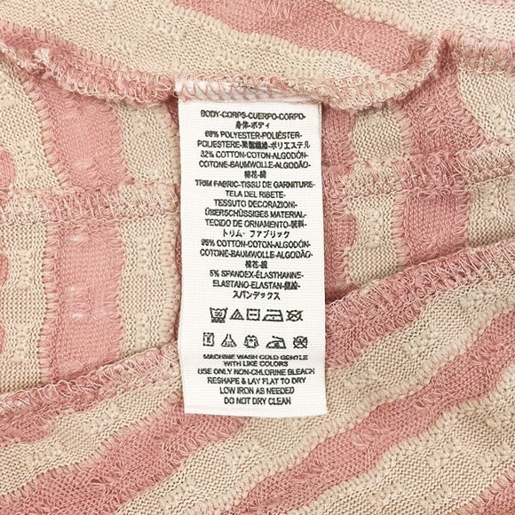 Free People Striped Peplum Top Size S Pink Cream Casual Soft Girl Romantic Retro - Picture 10 of 10